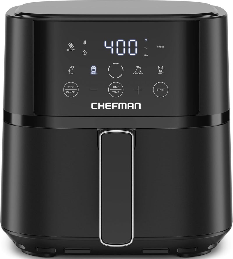Chefman Air Fryer – 4 QT Compact Airfryer for Quick & Easy Meals in Minutes, Features Hi-Fry Technology for Extra Crisp, Touchscreen Controls with 4 Presets, Nonstick & Dishwasher Safe Basket - Black - Image 1